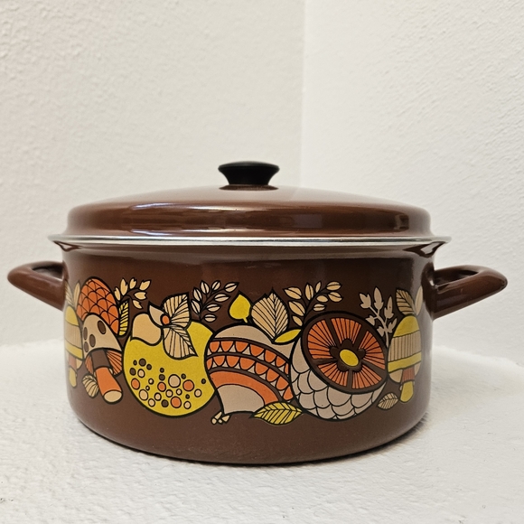 Other - 1960s Enamel Mushroom Soup Pot & Lid